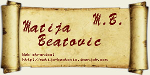 Matija Beatović vizit kartica